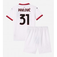 Camiseta AC Milan Strahinja Pavlovic #31 Segunda Equipación Replica 2024-25 para niños mangas cortas (+ Pantalones cortos)